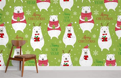 Christmas Bear Cartoon Murals | Ever Wallpaper US