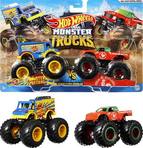 Buy Hot Wheels Monster Trucks 1:64 Scale Die-Cast Demolition Doubles 2 ...
