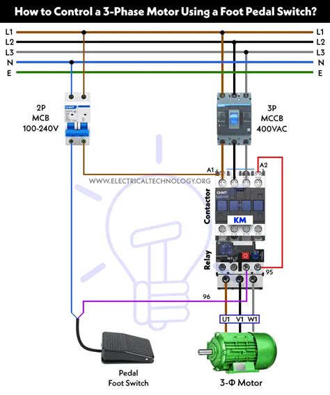 How to Control a Three-Phase Motor Using a Foot Pedal Switch?