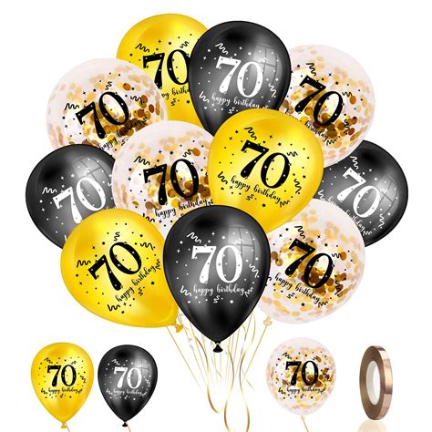 Buy yumcute 70th Birthday Balloons 30 Pcs, 12inch Black Gold Balloons Latex Confetti Balloons ...