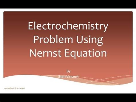 Nernst Equation Problems – Stan's Academy