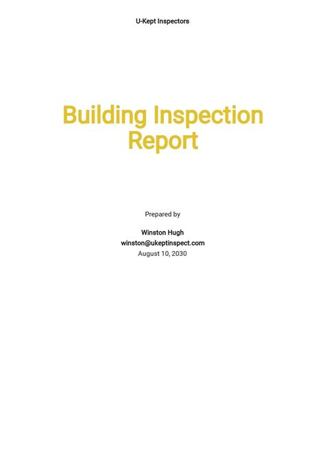 Building Inspection Report Template Free