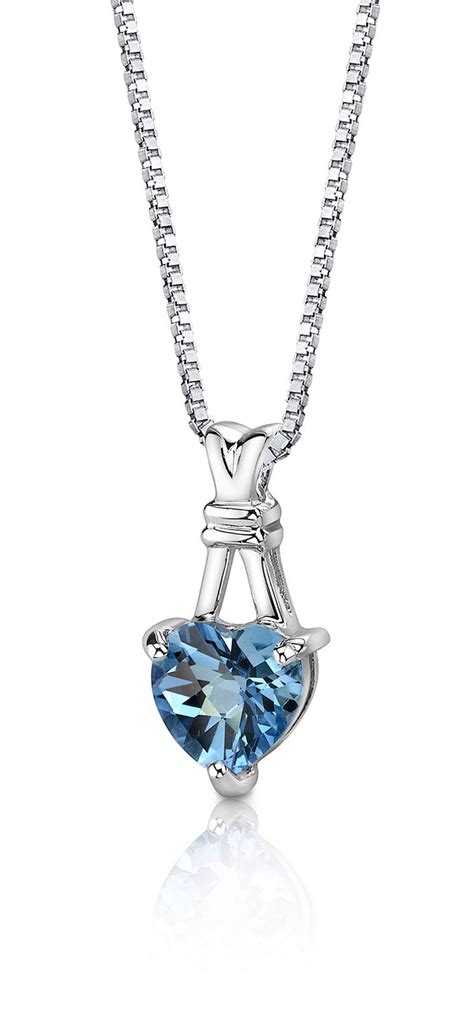 Heart Shaped Swiss Blue Topaz Pendant Necklace in Sterling Silver ...