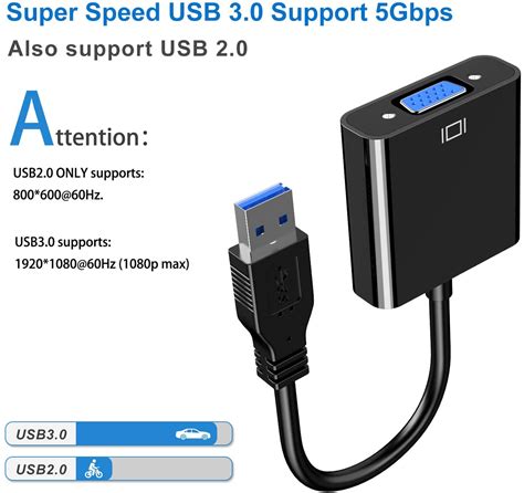 USB 3.0 to VGA (M/F) Cable Converter Adapter