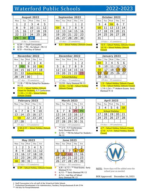 Waterford Public Schools Calendar 2022-2023 by Waterford Public Schools - Issuu