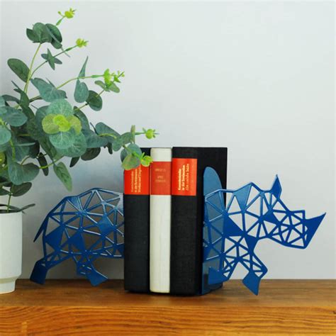 Rhino Bookends Metal Bookends Geometric Bookends Decorative - Etsy