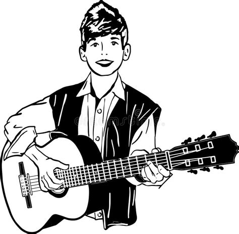 Boy playing a guitar stock vector. Illustration of boys - 40924888