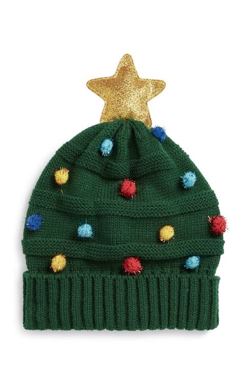 Primark - Christmas Tree Beanie Primark Christmas, Green Xmas, Knitted ...