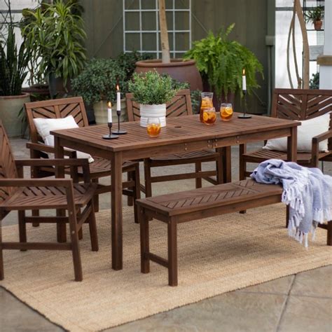 Manor Park 6-Piece Chevron Outdoor Patio Dining Set - Dark Brown - Walmart.com - Walmart.com