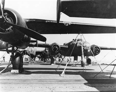 B-25s sit aboard USS Hornet in anticipation of the Doolittle Raid. Wwii ...