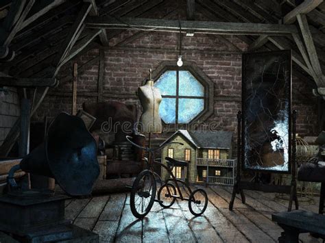 Creepy Old Musty Attic, Background Stock Image - Image of background, house: 164772665