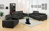 Domenica Black Bonded Leather Living Room Set | OCfurniture.com