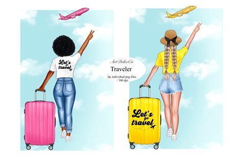 Travel Girl Clipart, Travel Clipart Graphic by ArtDekoCo · Creative Fabrica