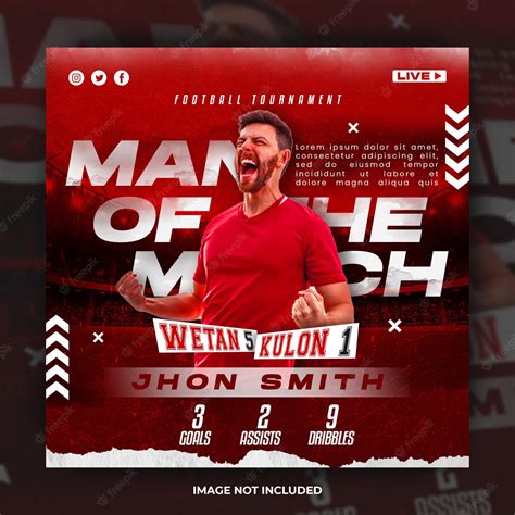 Premium PSD | Man of the match football social media post or banner template