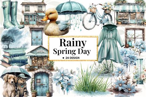 Rainy Spring Day Clipart Graphic by Ak Artwork · Creative Fabrica