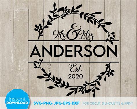 Mr and Mrs SVG Last Name Sign SVG Wedding Sign SVG Family Sign Svg ...