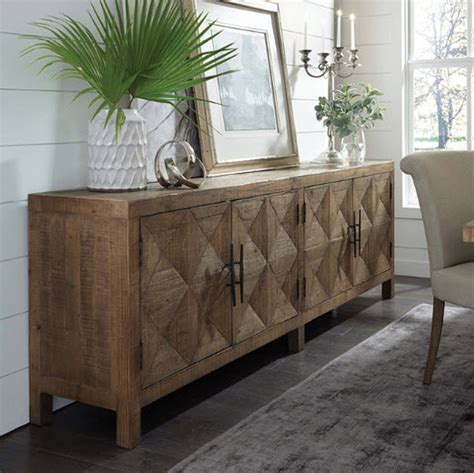 Extra Long Wood Sideboard 4 Doors, Rustic Modern!