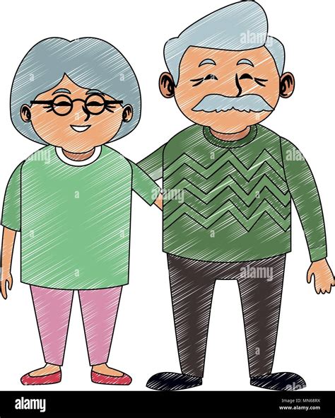 Cute grandparents couple cartoon scribble Stock Vector Image & Art - Alamy