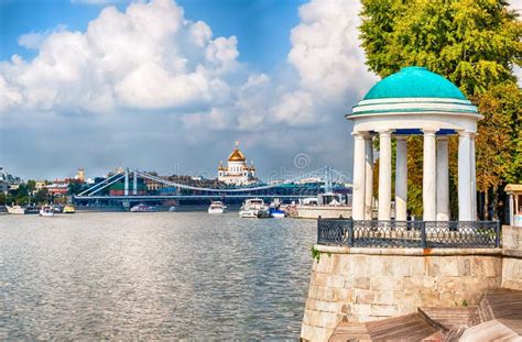 Aerial View Over the Moskva River in Central Moscow, Russia Stock Image ...