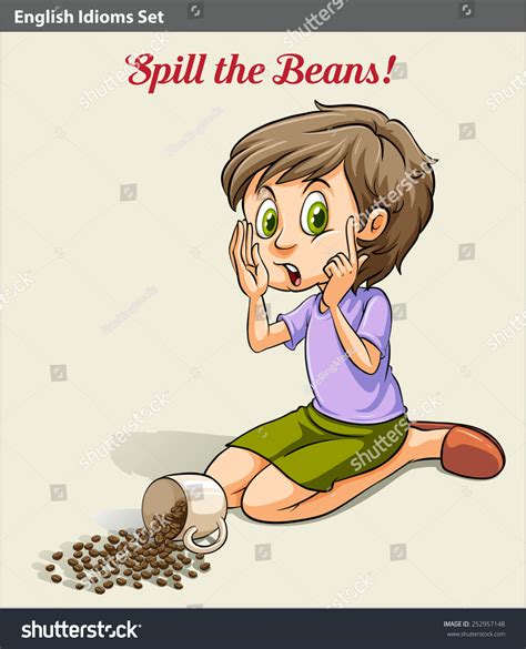 Girl Spilling Beans Idiom Stock Vector (Royalty Free) 252957148