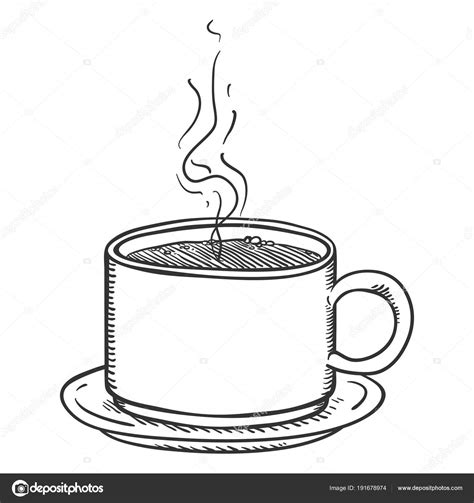 Vector Penciling Sketch Illustration Cup Coffee Steam Stock Vector by ©nikiteev 191678974