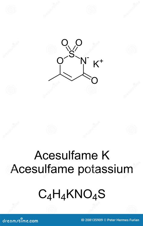 Acesulfame Potassium, Acesulfame K, Ace K, Chemical Formula Stock Vector - Illustration of ...