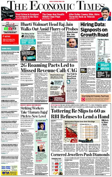 Newspaper The Economic Times (India). Newspapers in India. Thursday's ...