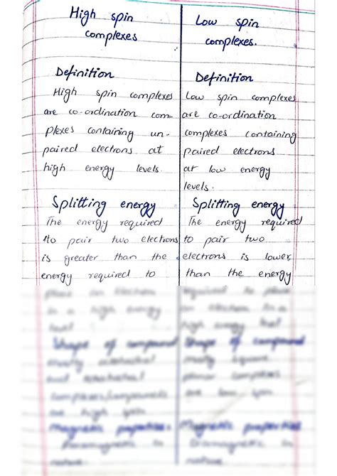 SOLUTION: Major differences between high spin and low spin complexes - Studypool