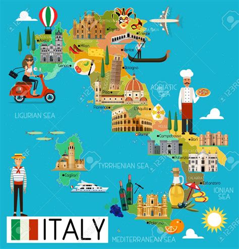 Italy Travel Map. Stock Vector - 81183070 | Gallery wall art prints ...