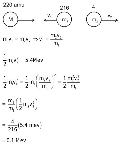 ntA nuclei of mass 220 amu in free state decays to emit an alpha particle.Kinetic energy of the ...