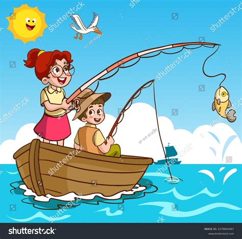 Couple Fishing Cartoon Royalty Free Vector Image, 57% OFF