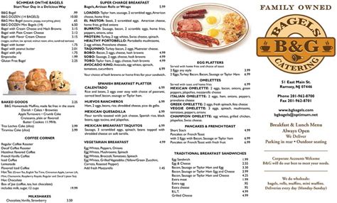 Menu - B&G Bagels Deli & Catering