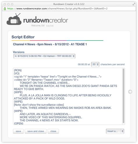 Script Formatting | Rundown Creator | broadcast television rundown software