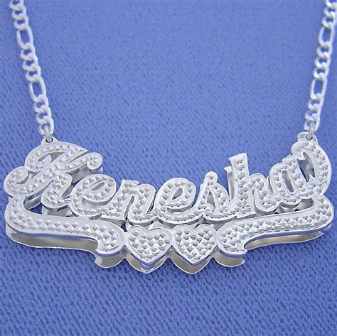 Sterling Silver Personalized 3D Double Plate Curved Large Name Pendant ...