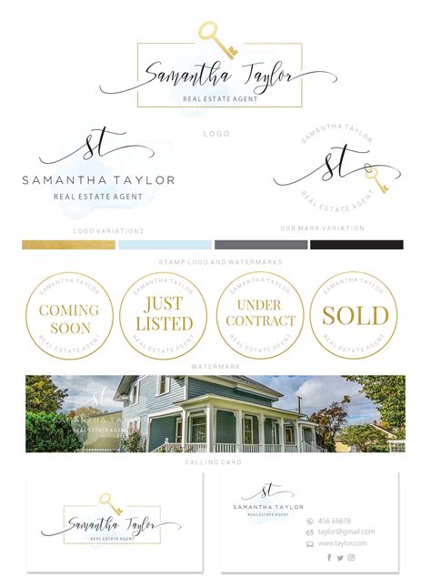 Branding kit logo design Real estate logo Realtor blue | Etsy | Real ...