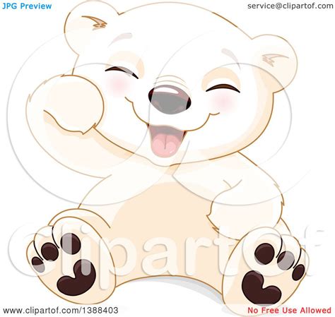 Clipart of a Cute Baby Polar Bear Cub Sitting and Laughing - Royalty ...