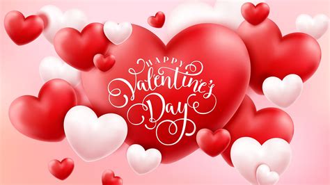 Happy Valentine's Day Word With Red Pink Hearts HD Valentine Wallpapers | HD Wallpapers | ID #60405