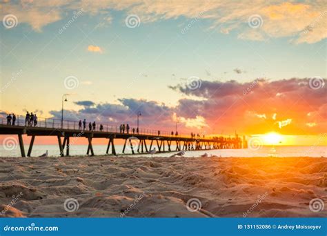 Glenelg Beach at Sunset, South Australia Stock Photo - Image of ...