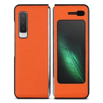 Coque en cuir véritable + TPU orange pour votre Samsung Galaxy Fold ...