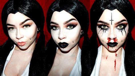 The Three Faces of Wednesday Addams | HALLOWEEN MAKEUP - YouTube