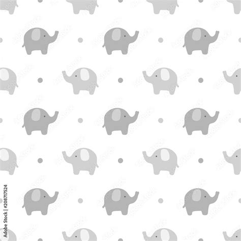 Elephant cute seamless pattern, Cartoon elephant background, vector ...