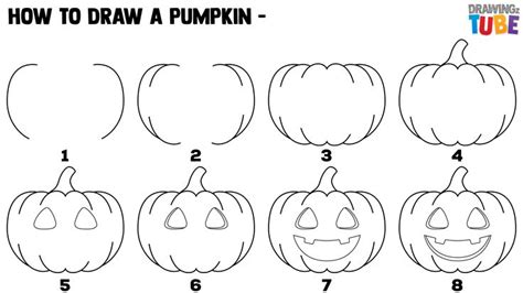 How to Draw a Halloween Pumpkin For Kids | Pumpkin drawing, Halloween ...