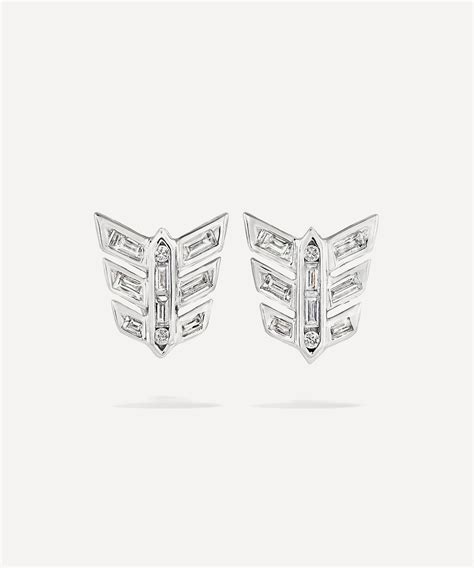 Annoushka 18ct White Gold Baguette Diamond Stud Earrings | Lyst
