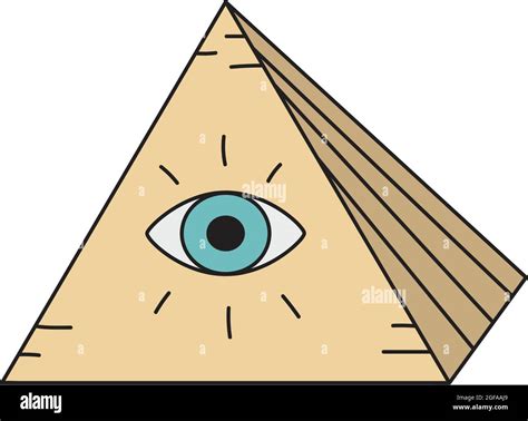 All-seeing eye pyramid vector sticker hand drawing Stock Vector Image ...