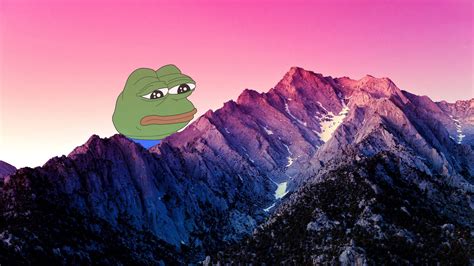 Download Pepe The Frog Pink Mountains Wallpaper | Wallpapers.com