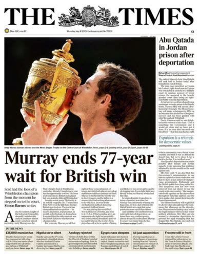 The Times apologises for Murray headline – Sports Journalists' Association