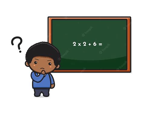 Premium Vector | Cute boy student confused doing math cartoon icon vector illustration. design ...