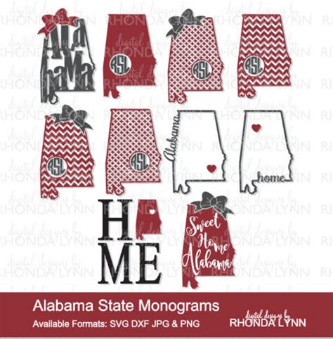 SALE Alabama State Monogram Alabama SVG Dxf Jpg Png Cut | Etsy