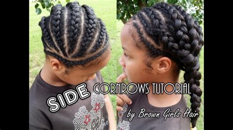 Side Cornrows Tutorial on Natural Girls Hair - YouTube