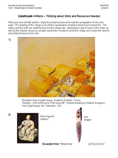 Lesson 7 - Catalhoyuk Artifacts - Thinking About Skills and Resources Needed | Download Free PDF ...